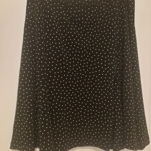 Skirt Black & White Polka Dots Flared Knee-High Skirt